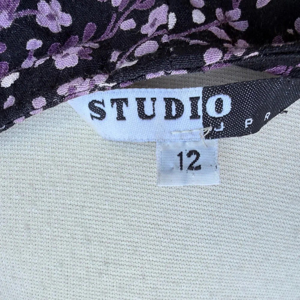 Studio JPR Womens 12 Black Purple Floral Sleeveless Maxi Dress 90s Grunge Y2K